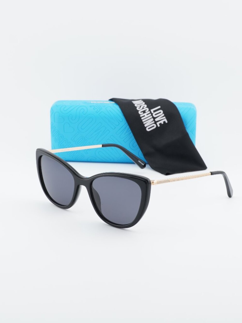 Love Moschino MOL036/S 0807 IR Cat Eye Sunglasses - Black / Gold / Grey